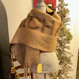 Michael Kors Reversible Tan and Brown Logo Scarf